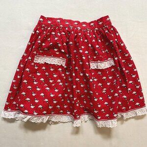 Christmas Kitchen Apron Red Geese Print Vintage Full Wrap